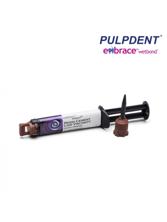 Ciment Résine Dentaire Pulpdent Embrace Wetbond Automix - Seringue 7g, Faible Viscosité