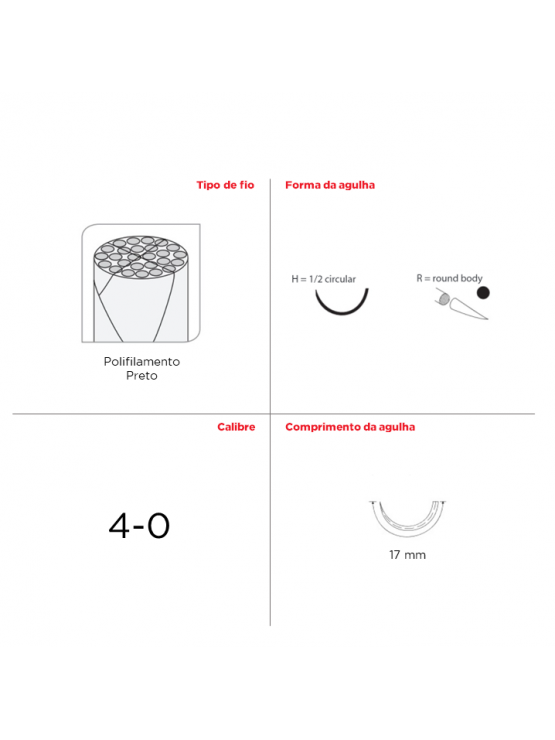 Suturas Stoma Silk HR (4-0), 45cm - 17 mm (Pack 12)