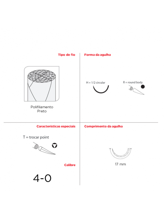 Suturas Stoma Silk HRT (4-0), 45cm - 17 mm (Pack 12)