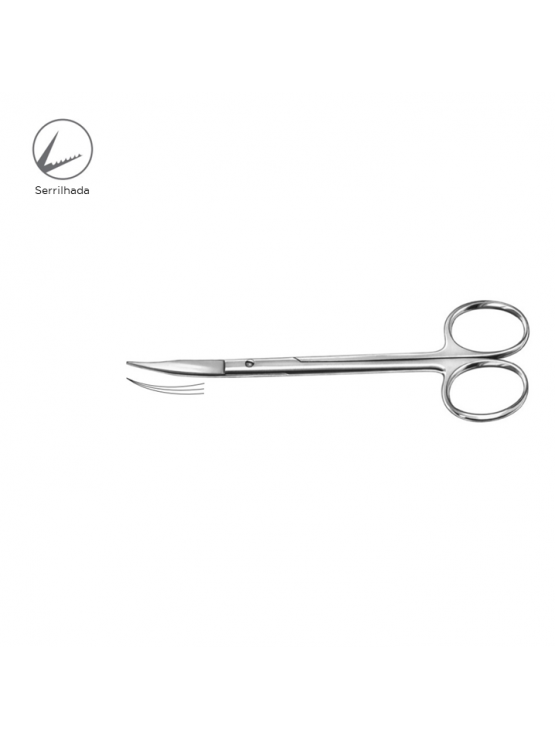 Tesoura Goldman-Fox - Curva - 13 cm - Serrilhada