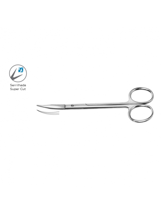 Tesoura Goldman-Fox - Curva - 13 cm - Serrilhada Super Cut